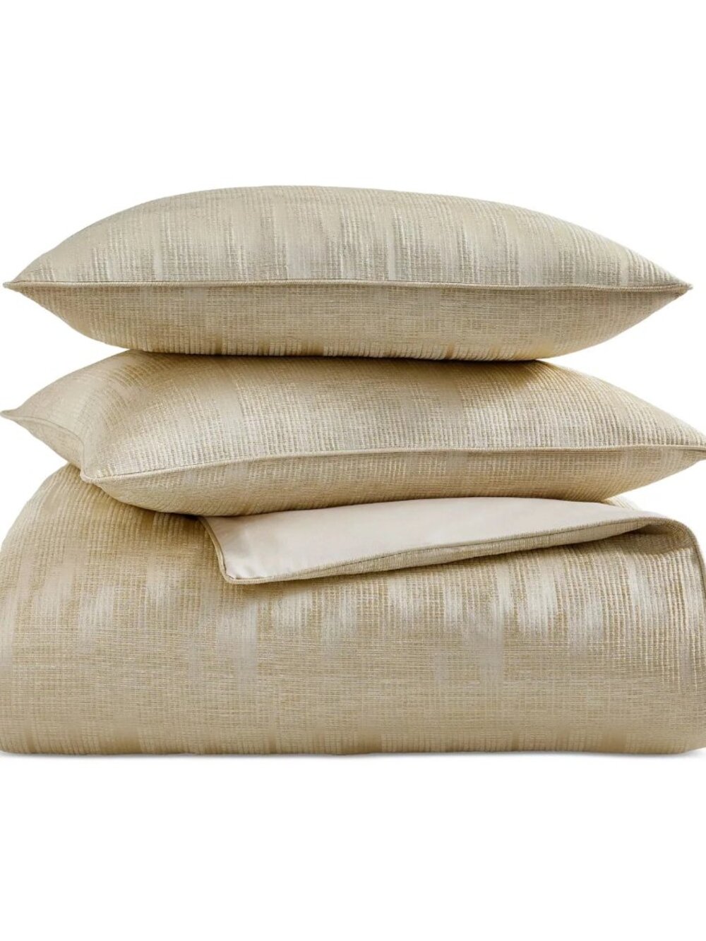 Hotel Collection Gilded Stripe KING Duvet Cover & Pillow sham Set Gold MSRP $550